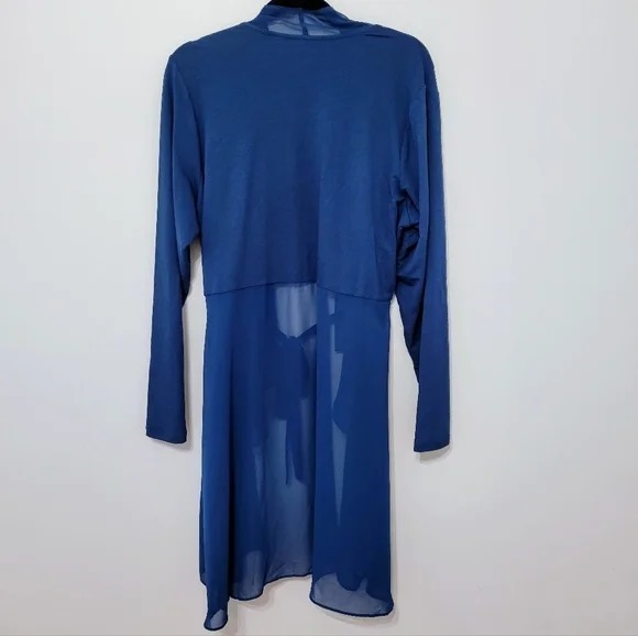 LOGO Lounge by Lori Goldstein Blue Soft Knit Open Front Waterfall Cardigan Sz 1X - Picture 6 of 12